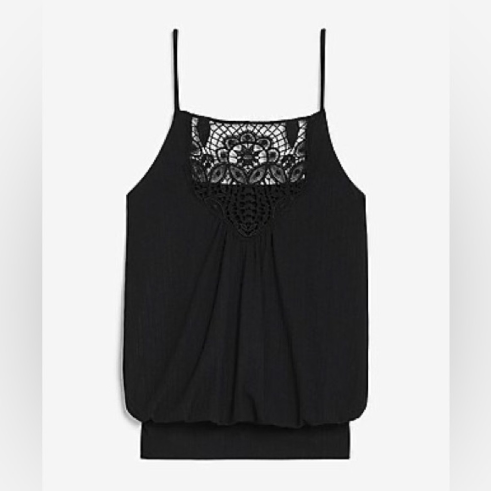 Express Black Ribbed Embellished Bubble Camisole